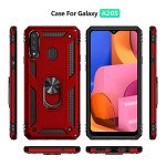 Wholesale Samsung Galaxy A20S Tech Armor Ring Grip Case with Metal Plate (Red)